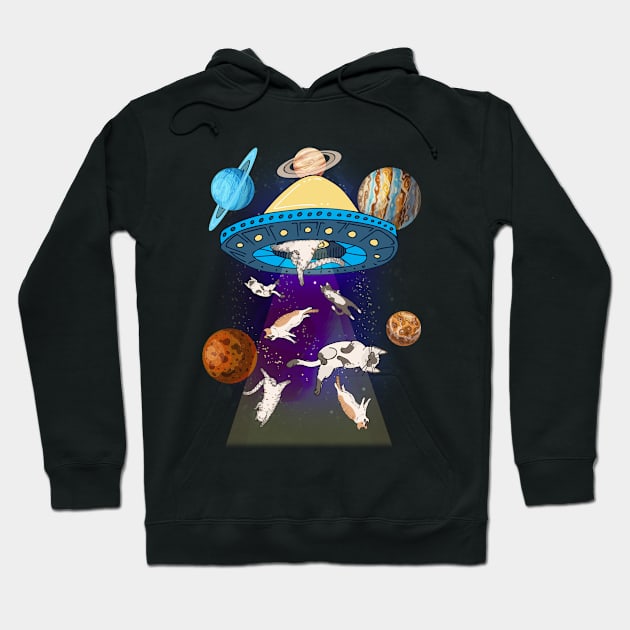 Trippy Cat Galaxy UFO Space Lovers Hoodie by TeddyTees